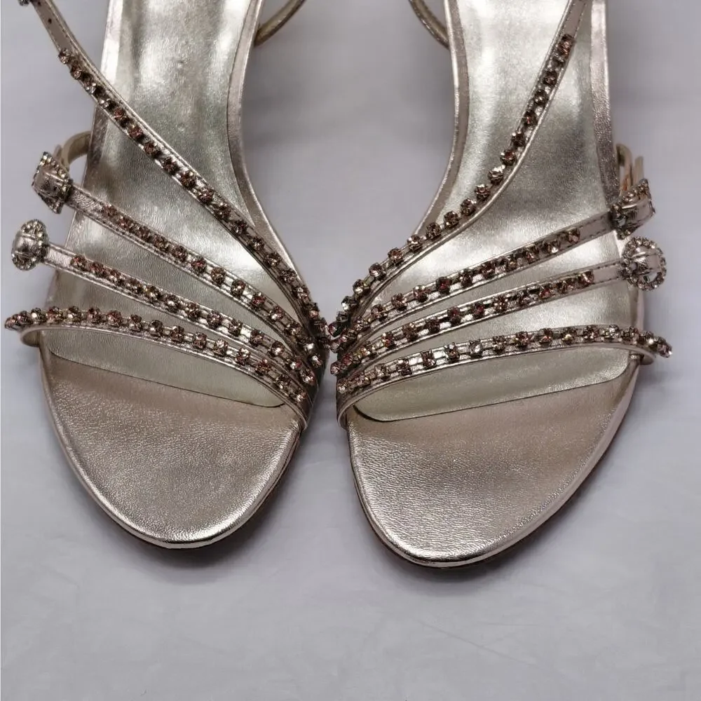 Kate Spade Heels Sandals Size 10 Rose Gold Rhinestone Evening Wedding Party